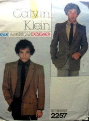 2257  C KLEIN MR 1-2 BREASTED JACKET PATTERN 36-38''; 42'' CHEST